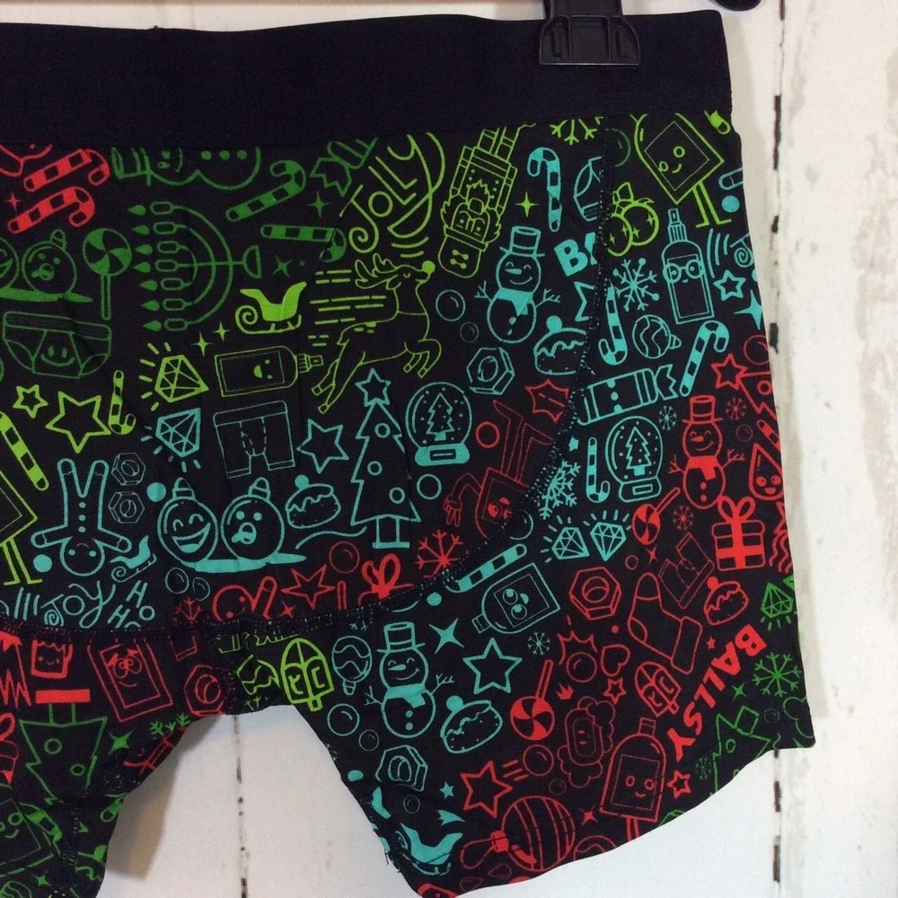 Ballsy Brand Men's Christmas Underwear Holiday‎ Boxer Briefs Size L Novelty Fun
